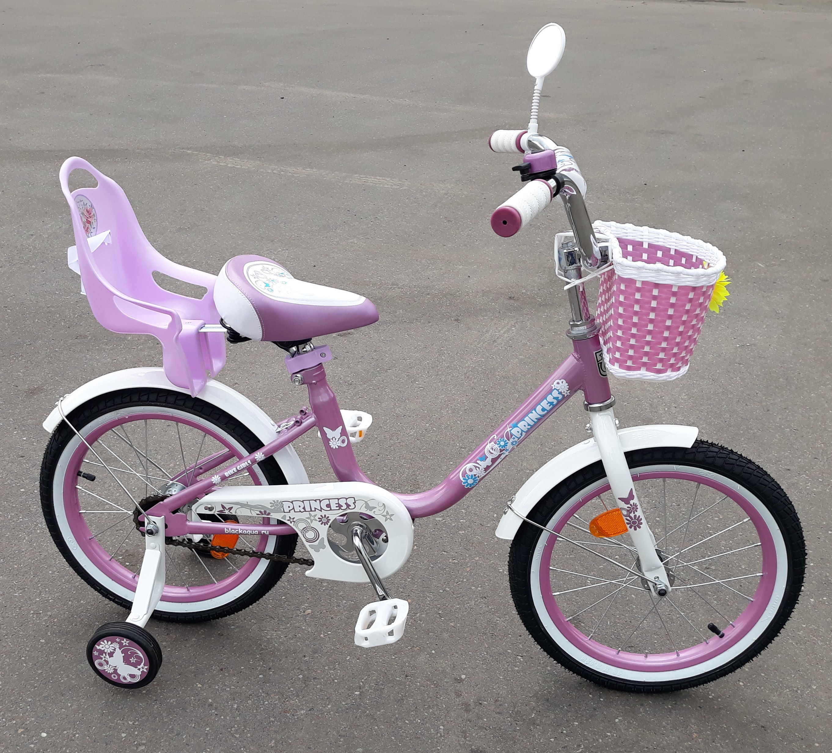 Велосипед Black Aqua Pink с креслом Rose нежно-розовый для девочки от 3 .